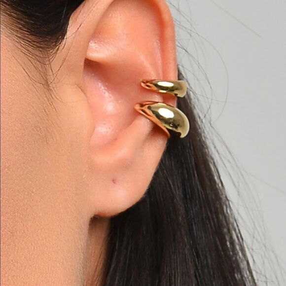 Gold 2pc Minimalist Ear Cuffs - Picture 1 of 3